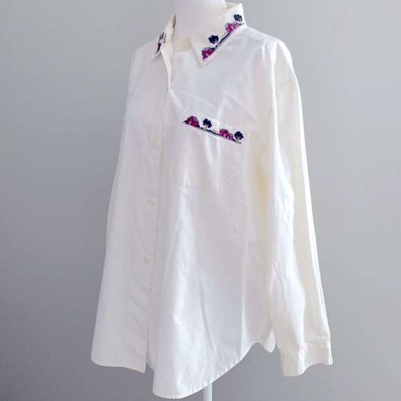 Alfred Dunner vintage cottage cross-stitch button down - Picture 3 of 10